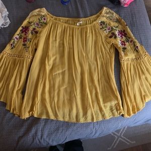 Off the shoulder yellow top
